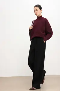 【天花板系列】「意暖」Chao细美利奴羊毛远红外发热松紧腰抽绳直筒裤