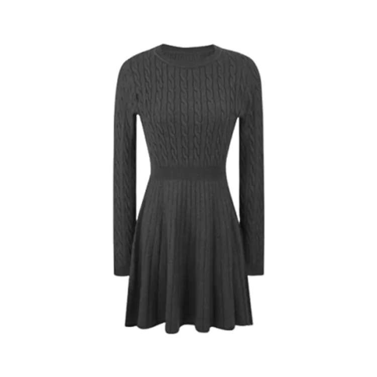 小个子灰色针织连衣裙子女秋冬季2025新款气质内搭打底收腰毛衣裙