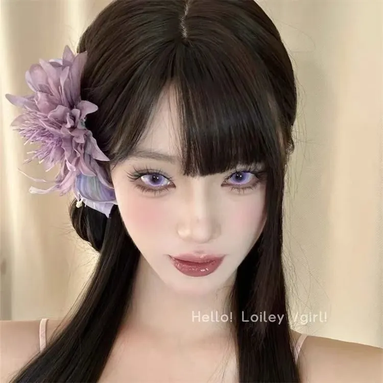 紫色花海超仙百合花朵抓夹海葵花朵发夹氛围感对镜拍美丽尤物头饰
