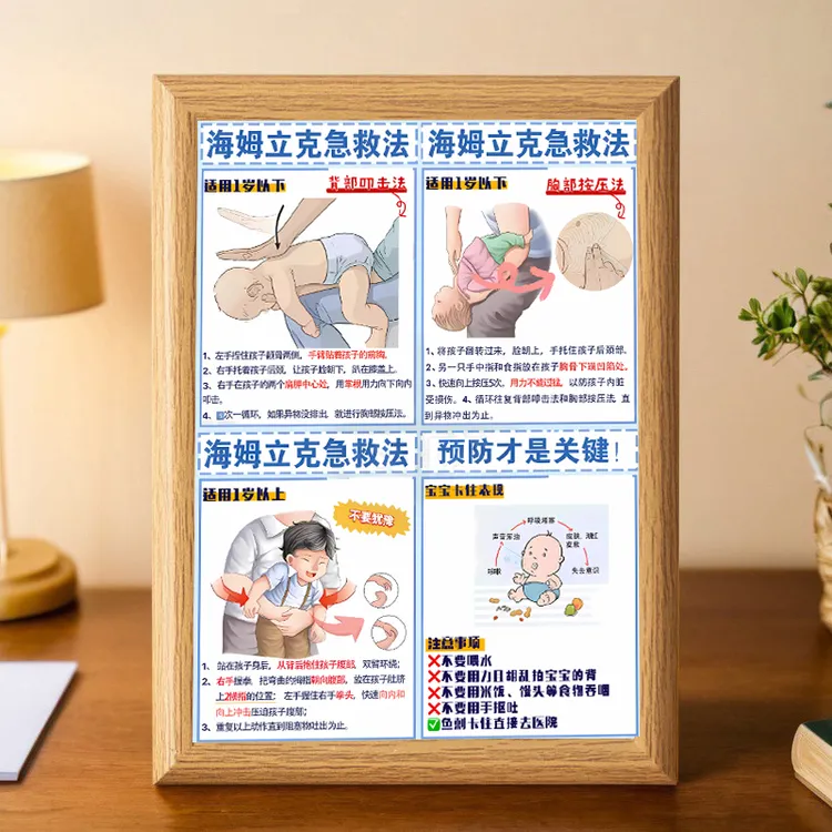 海姆立克急救法婴儿挂图摆件画儿童心肺复苏家用安全知识相框摆台