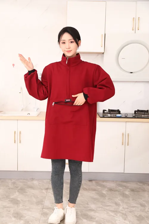 冬季加绒加厚拉链立领拉链大口袋罩衣防寒保暖防风耐脏围裙工作服