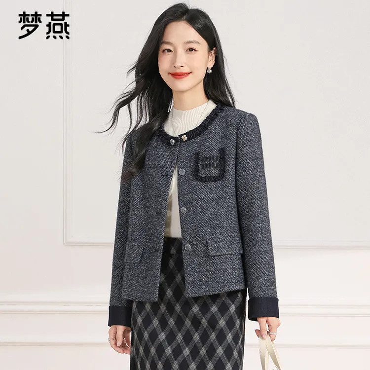 梦燕春秋女时尚气质小香风短款休闲外套复古百搭上衣AA10B5001