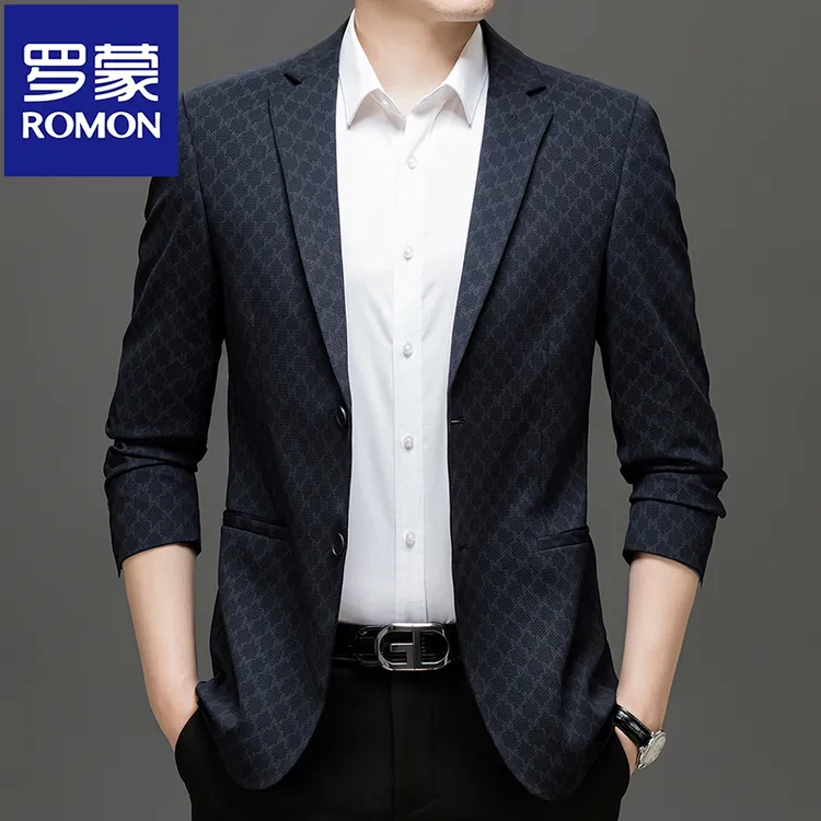 罗蒙男士春秋时尚休闲西服外套韩版简约百搭商务修身单西上衣潮流