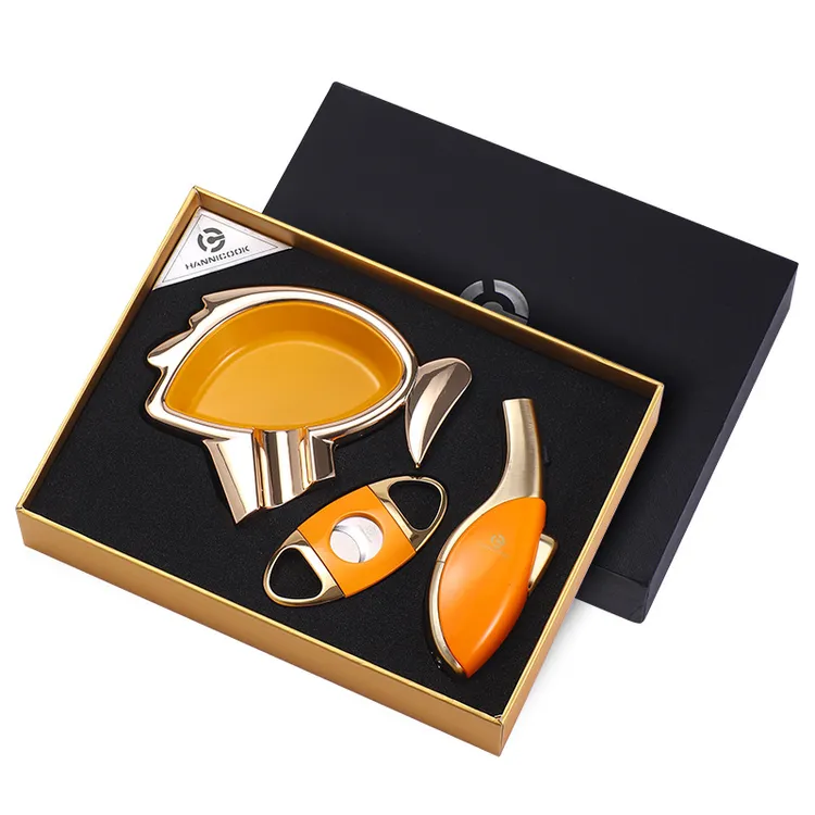 高颜值实用新款雪茄剪刀烟灰缸三件套装锋利钳便携