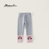 MOMOCO冬季新款女童时尚粉紫色毛球加绒打底裤77880360008