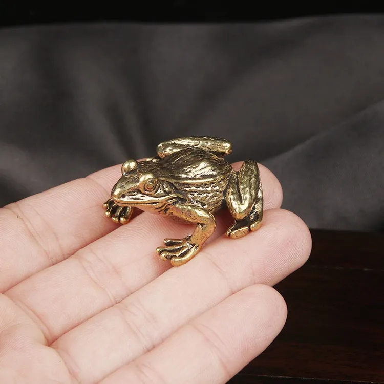 黄铜小青蛙桌面摆件青蛙铜雕工艺品家居装饰摆件
