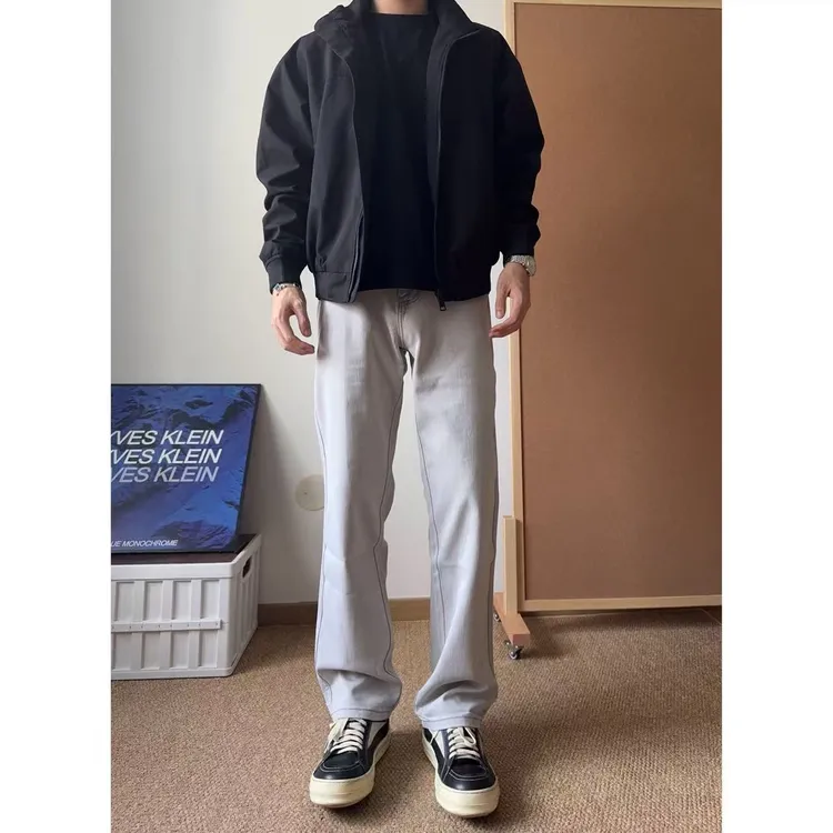 秋冬水洗做旧直筒裤Cleanfit宽松弹力百搭休闲工装裤