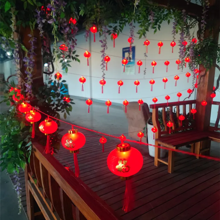 太阳能红灯笼户外防水福字彩灯闪灯串灯庭院春节新年过年装饰灯