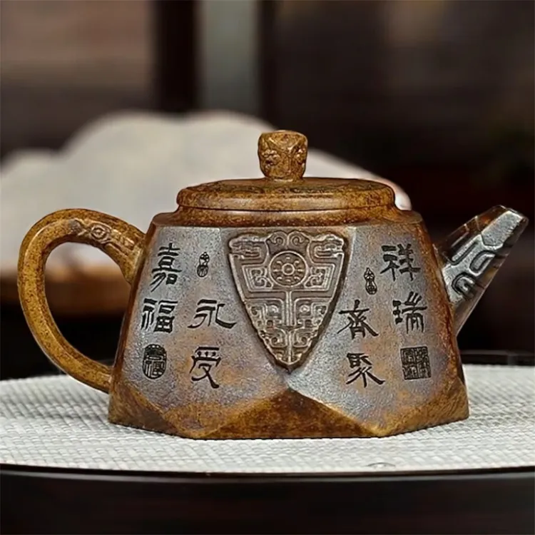 紫砂壶宜兴原矿段泥手工六方钻石壶lzp高档茶具210cc