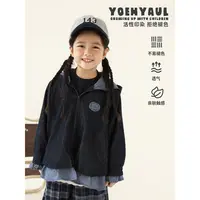 幼悠【森林呼吸】秋三波女童格子花边连帽牛仔外套Q4645