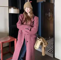  木子静-「新年战袍」秋冬长款韩版过膝气质时尚显瘦绵羊毛大衣