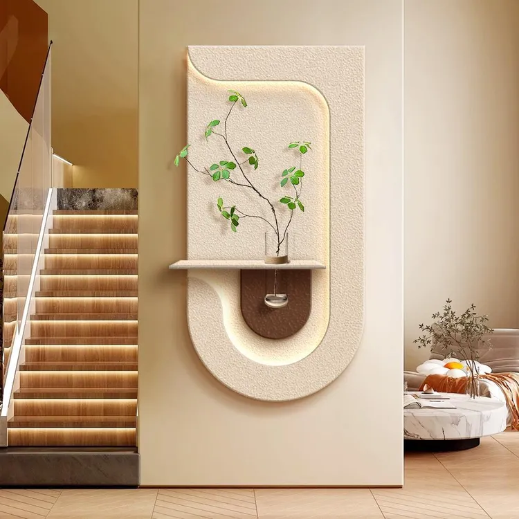 奶油培绿植砂岩立体玄关装饰画客厅墙面壁画新款水培绿植装饰画