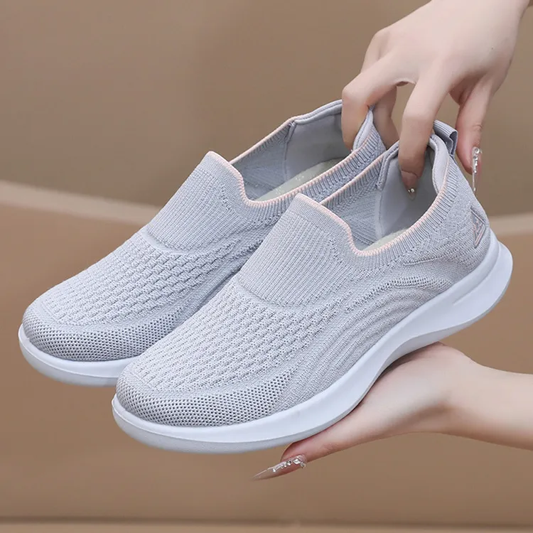 鞋子女春秋新款女鞋休闲健步鞋一脚蹬软底妈妈鞋老人时尚运动鞋女