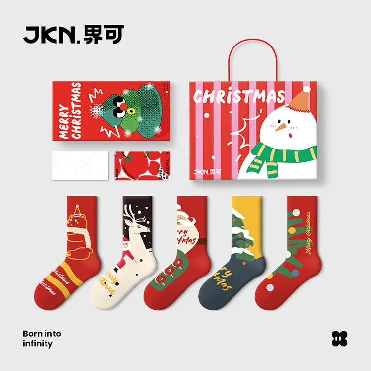 【达人专属】JKN圣诞袜子礼物袋秋冬中筒袜女2025新款礼盒装