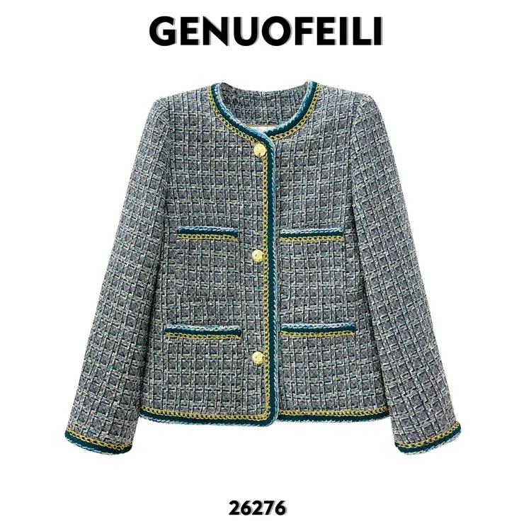 时尚气质经典百搭显瘦小香风短款复古法式长袖外套轻奢秋冬26276