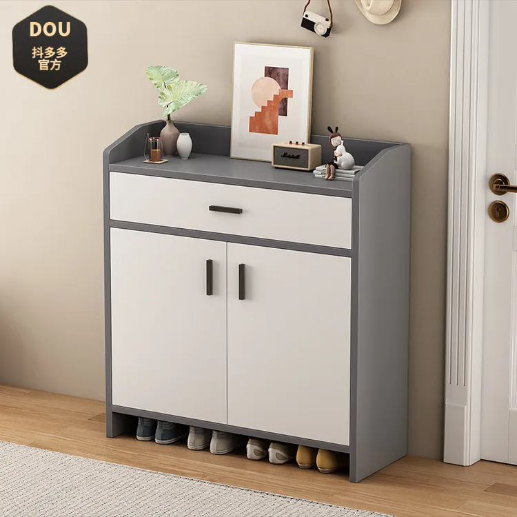 楼道鞋柜家用门口走廊室内入户门外玄关柜新款2024爆款实木色鞋架