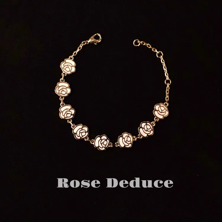 黄铜手链 ROSEDEDUCE白金色新款玫瑰手链精致简约百搭