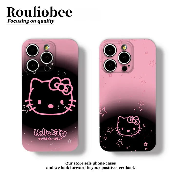 晕染kitty凯蒂适用苹果16promax手机壳iPhone华为p70vivo小米oppo