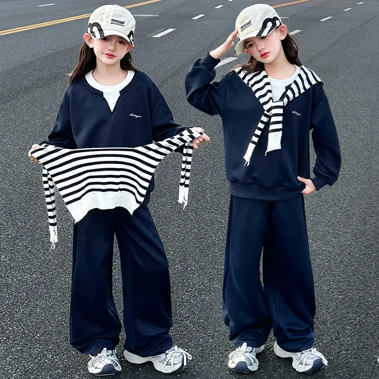 女孩披肩套装2025秋季新款时尚潮流可爱甜美休闲网红可爱三件套