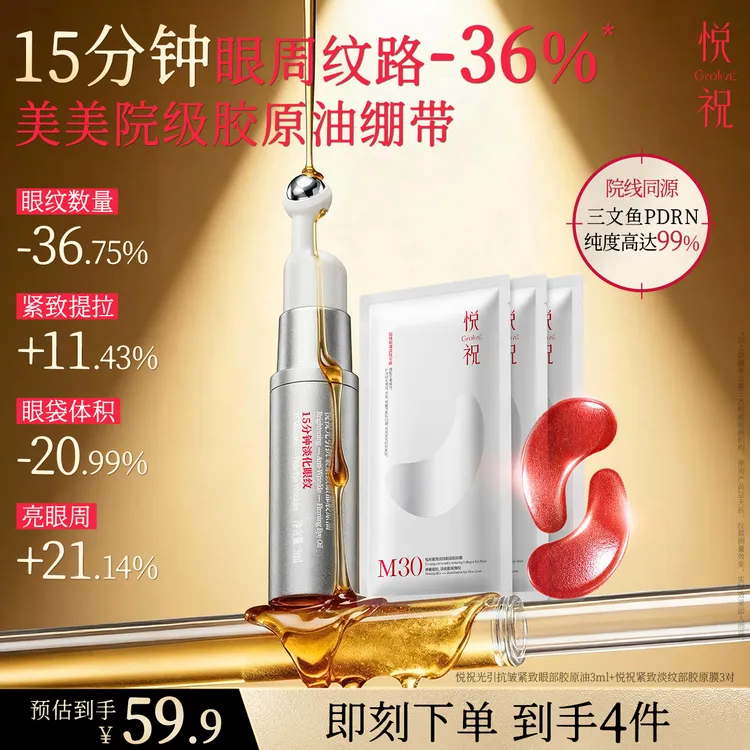 【年终抢购】悦祝Grolive美美院眼油紧致抗皱淡细纹黑眼圈提亮眼周