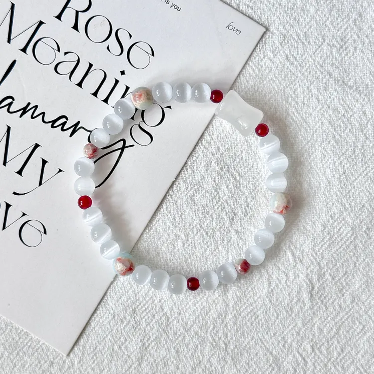 手链 【锦夏】一味良方原创小清新手工串珠手串简约风白色手链饰品