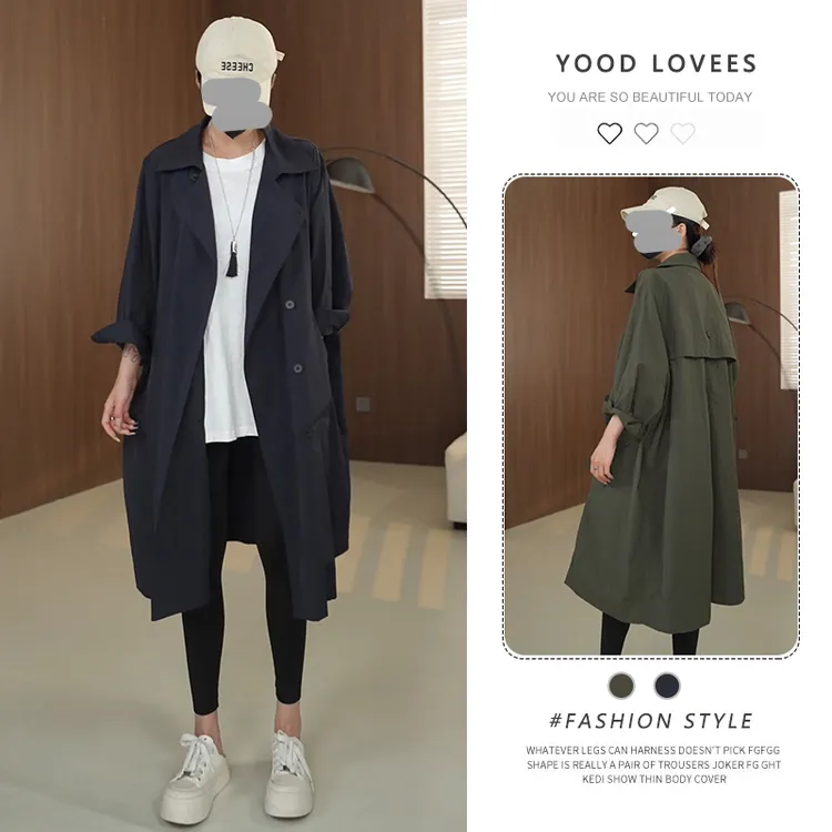 轻奢风衣外套女双排扣英伦风设计感小众宽松显瘦中长款百搭大衣