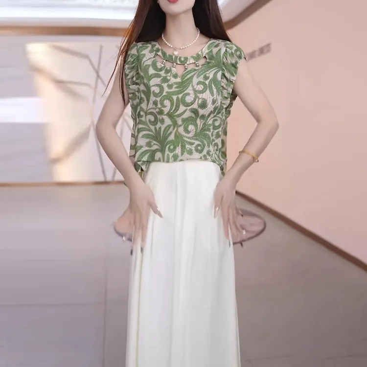 美曦时尚休闲套装气质轻奢女装夏季新款显瘦短袖两件套裤宽松减龄