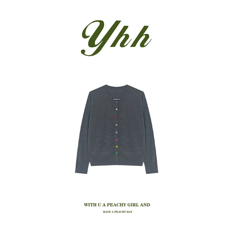 【余欢欢】冬季休闲时尚彩扣后背米老鼠针织开衫-YHW51293
