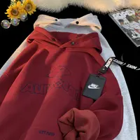 BBXX 600g重磅美式字母刺绣加绒加厚连帽卫衣男冬季潮牌慵懒外套