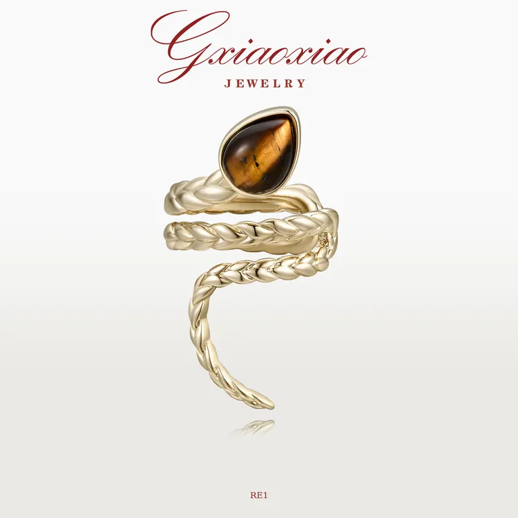 G XIAOXIAO 镀K金 耳饰 法式气质时尚高级感美拉德蛇形耳夹 RE1