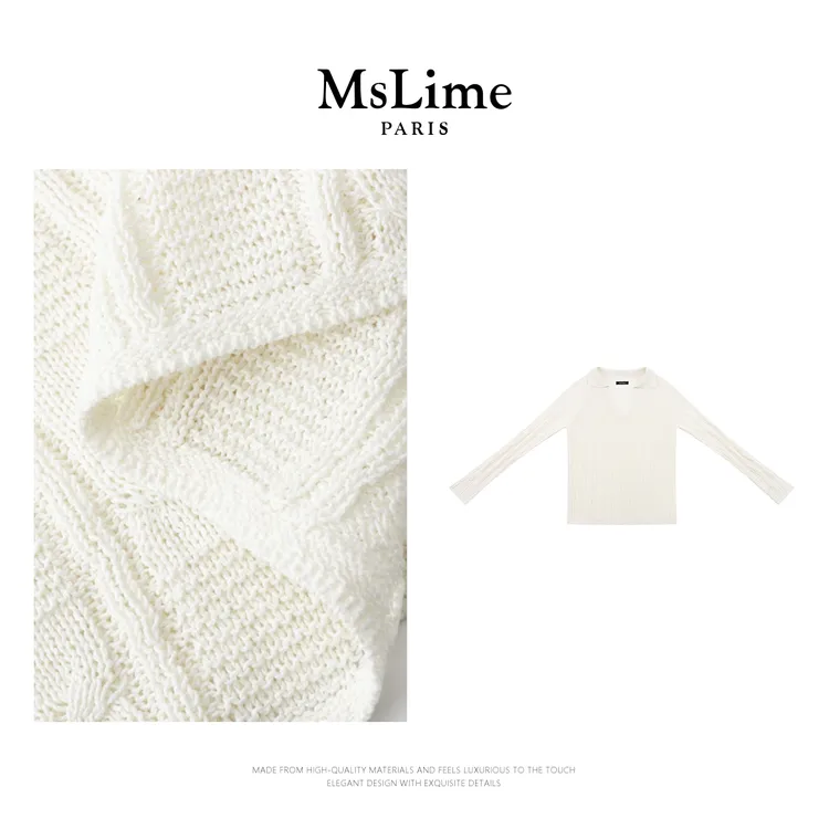 王嬛嬛MsLime25年春款【上海出街款】进口棉杏色毛针织衫 HD2A1074