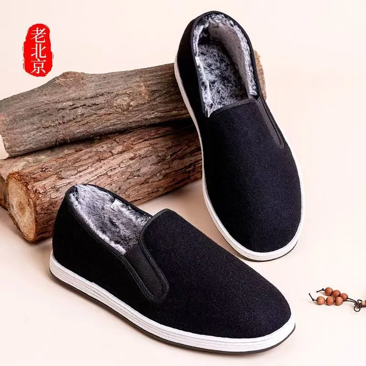 秋冬季2025男士新款一脚蹬加绒耐磨老北京保暖加厚休闲棉鞋