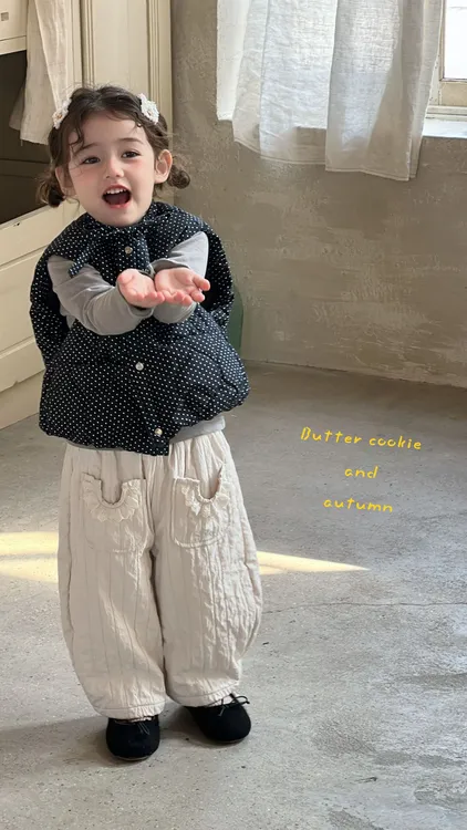 SY-86032-儿童韩系口袋花边加绒竖条纹休闲裤（秋冬款）