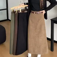 高腰显瘦复古灯芯绒半身裙女秋冬设计感遮跨直筒a字中长款包臀裙