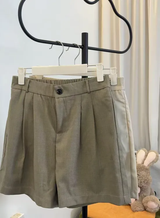 【现货+运费险】高腰A字松紧腰西装短裤显瘦女夏季薄款高腰阔腿裤