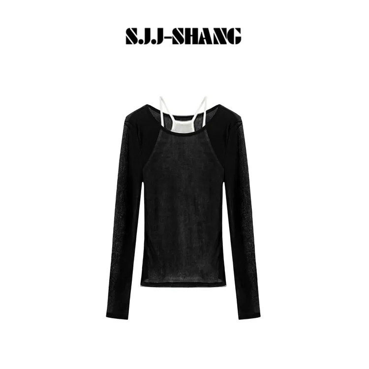 SJJ-SHANG【叠穿】25早秋100%棉微透可持续性真两件长袖q135125p