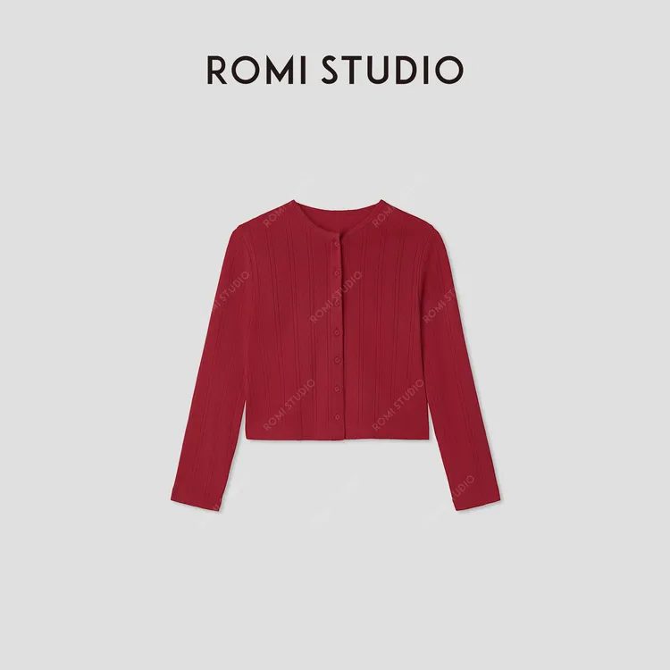 ROMI STUDIO可爱居家系列 | 舒适全棉多色坑条针织开衫RWCSST2012