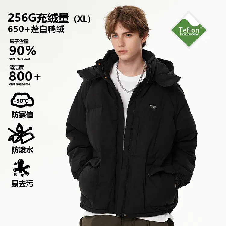MAP EXPLORE潮牌新款90白鸭绒男女同款防风防水羽绒服廓形面包服