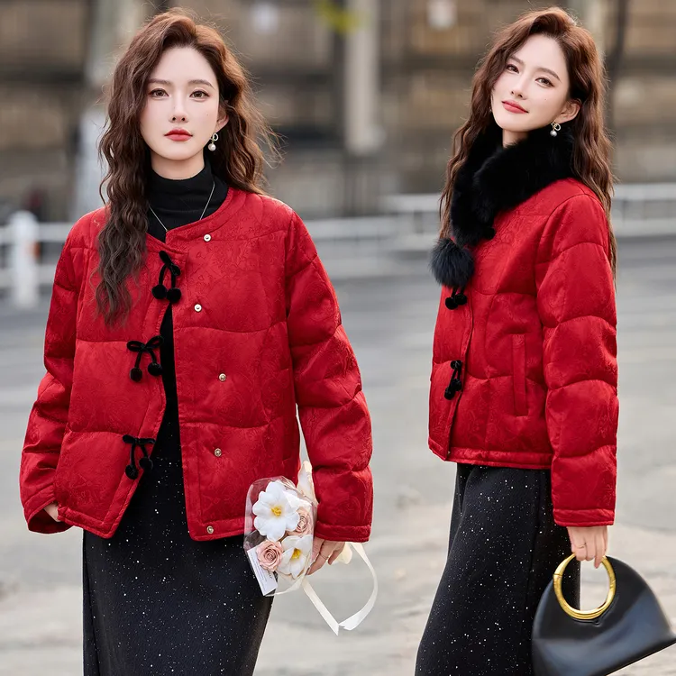 新中式国风新年红色短款羽绒服女高级感小个子超好看减龄保暖外套