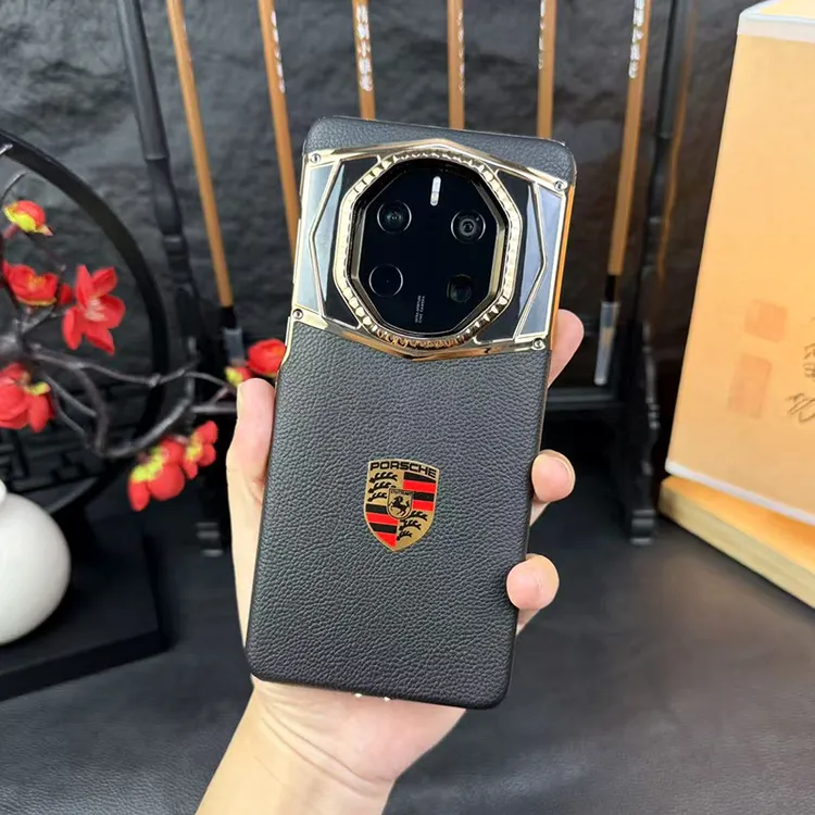 适用华为Mate50rs手机壳新款真皮电镀荔枝纹40rs商务保护壳商务