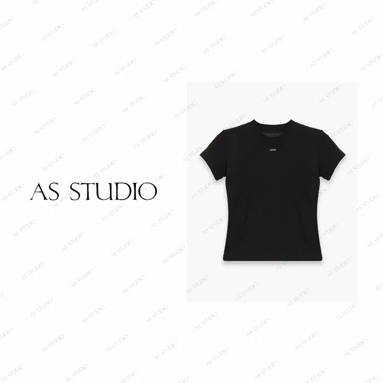 【AS二次方】25新薄透结构感片裁修身显瘦百搭短袖AS25XTX01595