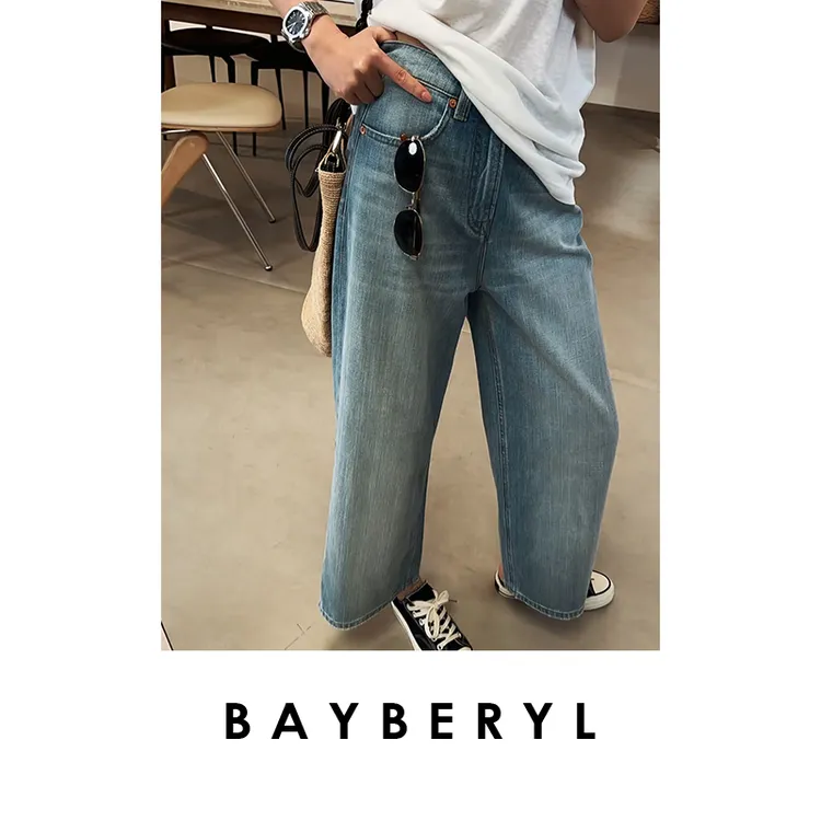 BAYBERYL老贝八分竹节*水洗蓝百搭休闲25夏牛仔裤NZK5E2706-6/11
