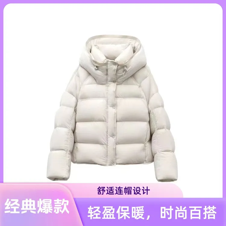 2025泡芙款防风袖短款保暖百搭长袖连帽女秋冬