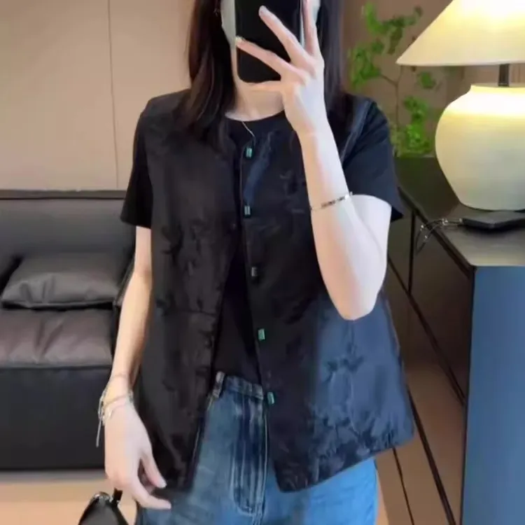 300斤特大码夏季新款中式国风马甲男女复古时尚无袖背心百搭上衣