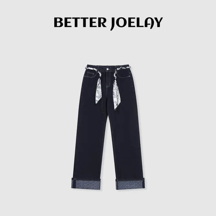 BETTERJOELAY -【曲终人散】时尚高级感休闲风直筒牛仔裤JG9629