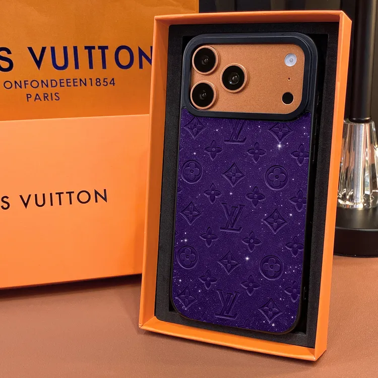 高级适用苹果17prmax手机壳iphone16皮质15防摔14闪粉13老花潮牌