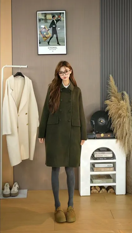 ZYY 初剪山羊绒常规款中长款保暖毛呢外套秋冬冬季气质