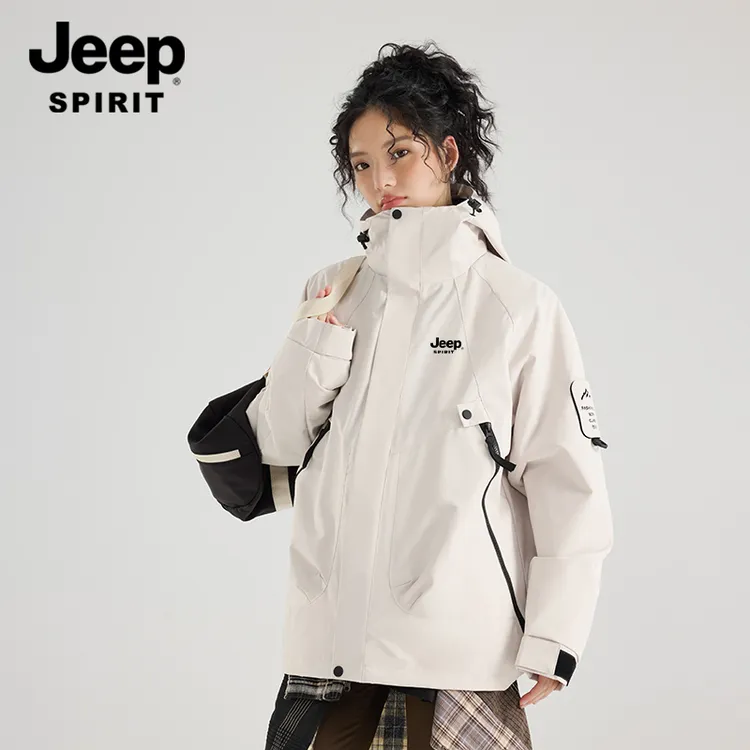 吉普JEEPSPIRIT男女同款情侣户外冲锋衣2025新款爆款三合一可拆卸