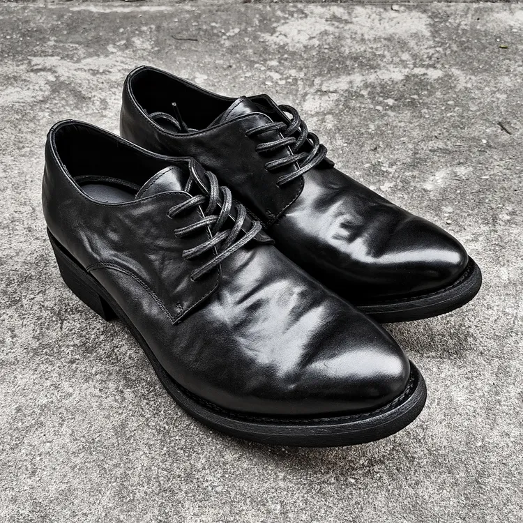 nid鬼帝顶版ccp翘头水洗做旧德比鞋尖头巫师鞋暗黑先锋朋克皮鞋男