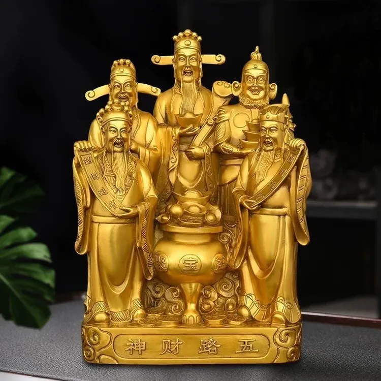 五路财神平安幸福招财纳福吉祥如意树脂摆件